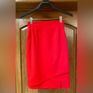Vintage Escada Vibrant Red Asymmetrical Skirt